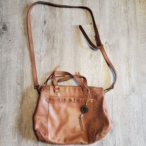 The Sak Leather Satchel Medium Brown Tobacco Hobo Convertible Shoulder Bag | EUC